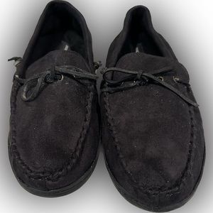 DOCKERS SLIPPERS HOUSE SHOES MOCCASIN LOAFERS INDOOR OUTDOOR BLACK SZ 11 / 12